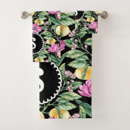 Patrón floral de lemones y tulipanes | Monograma d