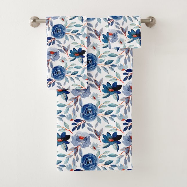 Patrón floral de marea azul de la marina de época (In situ)