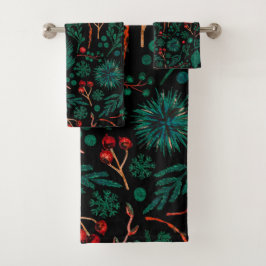 Patrón floral de Navidades de acuarela | Toalla de