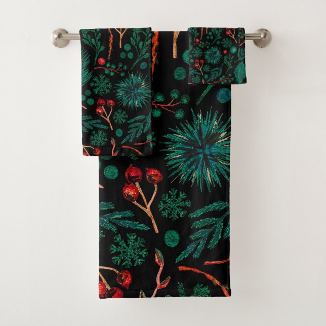 Patrón floral de Navidades de acuarela | Toalla de (In situ)