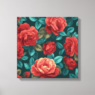 Patrón floral de rosa roja - Elegante arte botánic