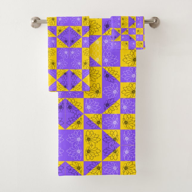 Patrón floral de tablero de ajedrez geométrico est (In situ)