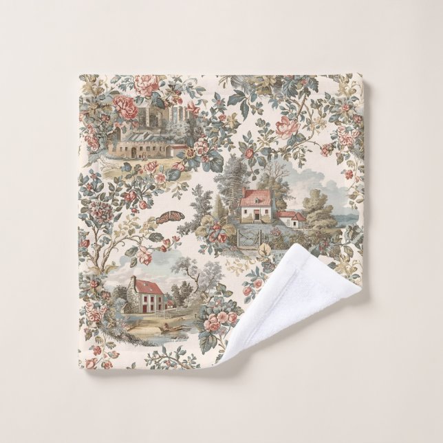 Patrón floral de toile francés de granja rústica v (Toallita)