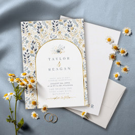 Patrón floral dulce Dusty Blue Gold ID1045