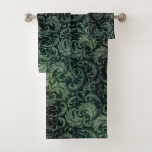 Patrón floral elegante adamascado verde