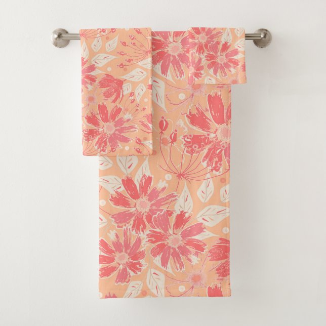 Patrón floral en tonos de melocotón de moda (In situ)