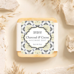 Patrón floral Etiqueta de jabón beige gris femenin