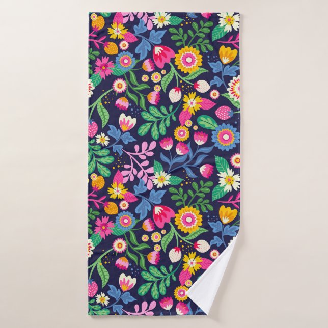 Patrón floral exótico pintado a mano (Toalla de baño)