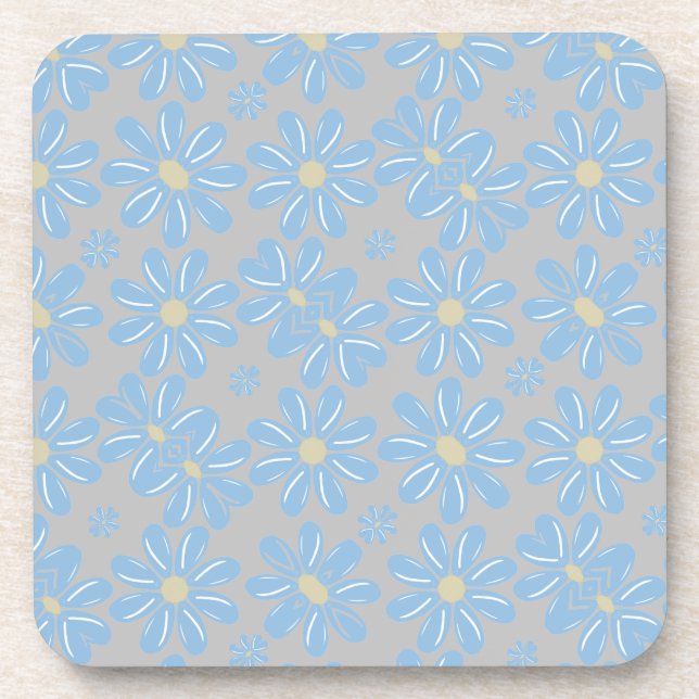 Patrón Floral Flor Azul - Posavasos (Frente)