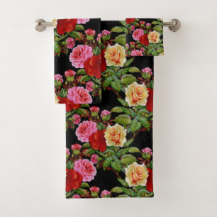 Patrón floral Flores Rosas Rojo Rosa Verde Amarill