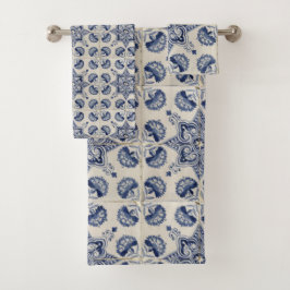 Patrón floral geométrico azul vintage