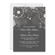 Patrón Floral Gris/Blanco - Anuncio de Boda