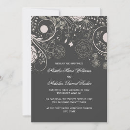 Patrón Floral Gris/Blanco - Anuncio de Boda