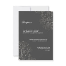 Patrón Floral Gris/Blanco - Invitación de Recepció