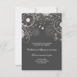 Patrón Floral Gris/Blanco - Invitación de Recepció