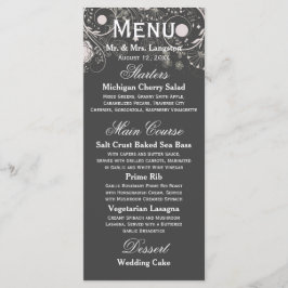Patrón Floral Gris/Blanco - Menú de Recepción
