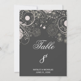 Patrón Floral Gris/Blanco - Número de Mesa
