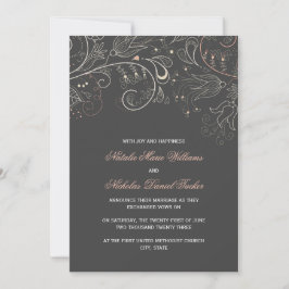 Patrón floral gris con tulipán - Anuncio de boda