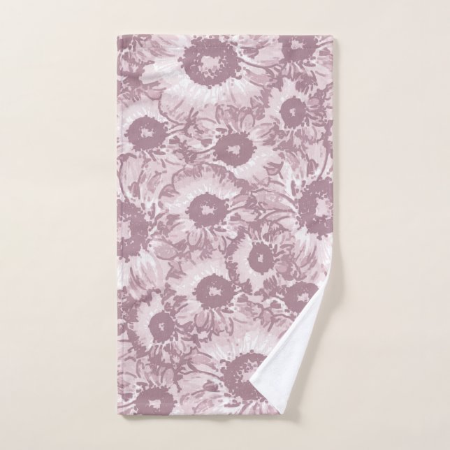 Patrón floral gris pastel rosa (Toalla de mano)