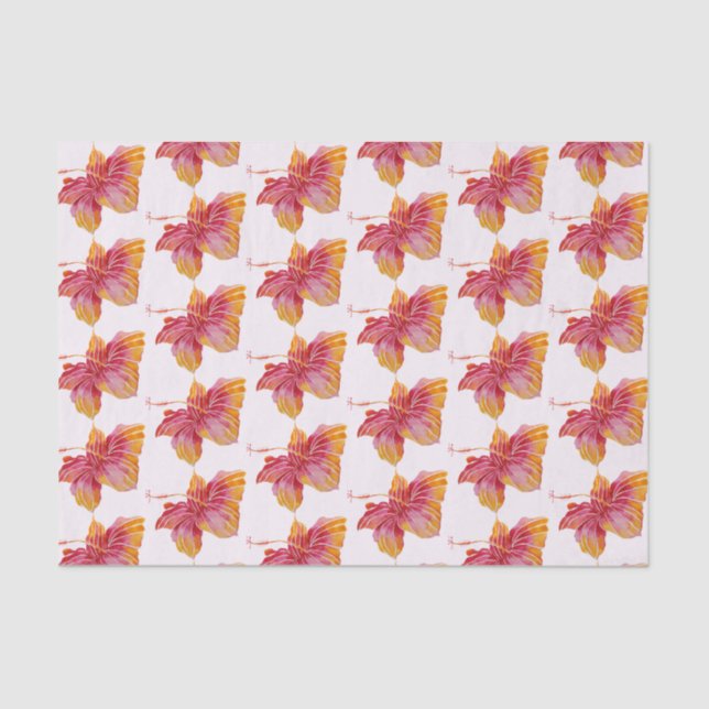 Patrón floral hawaiano Hibiscus de 10 lb Papel de  (Anverso)