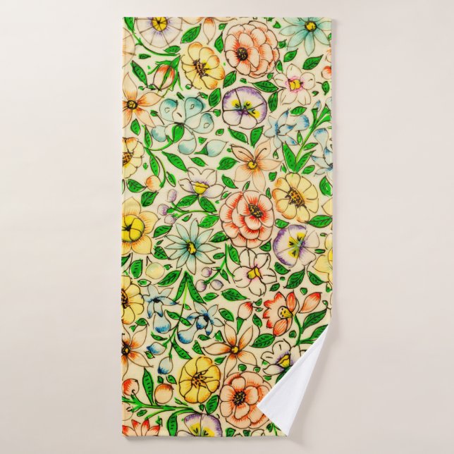 Patrón floral indio tradicional (Toalla de baño)