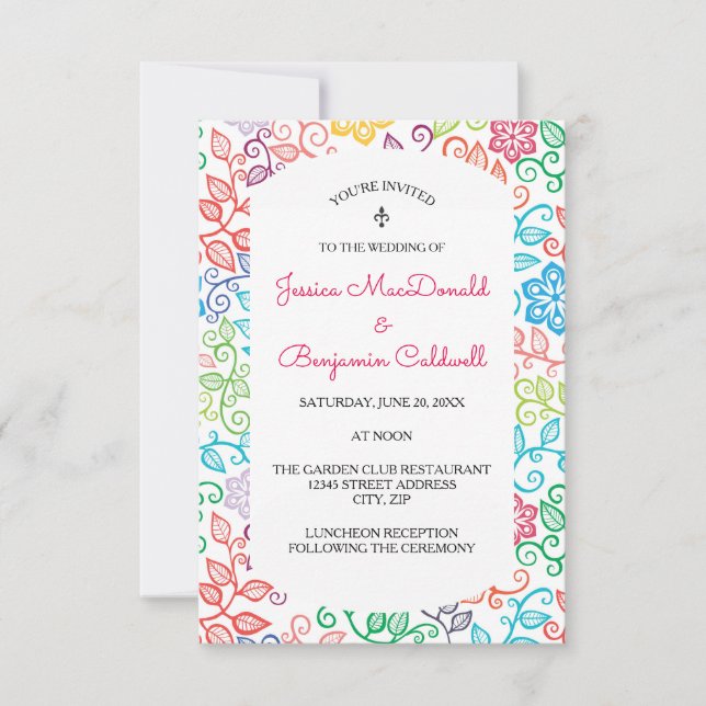 Patrón Floral - Invitación de Boda 3x5 (Anverso)