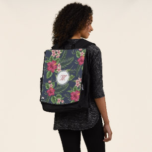 Patrón floral Mochila Red Hibiscus Monogram