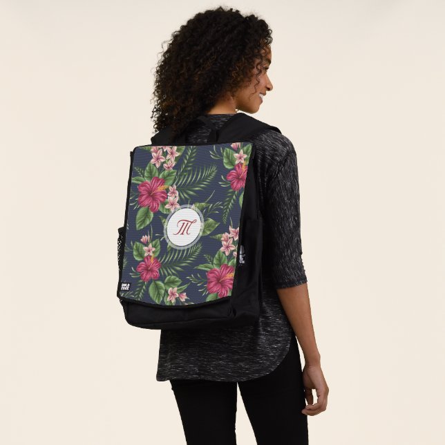 Patrón floral Mochila Red Hibiscus Monogram (Puesto)