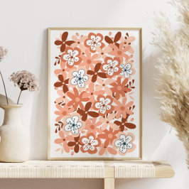 Patrón floral moderno Poster brillante