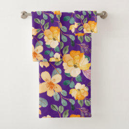 Patrón floral morado amarillo moderno