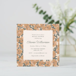 Patrón Floral Mostaza Salvia Invitación Cuadrada p
