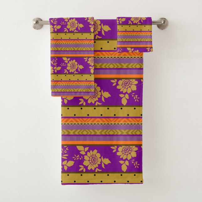 Patrón floral Naranja púrpura de Moda Boho (In situ)