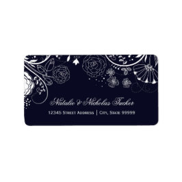 Patrón floral Naval/Blanco - Etiquetas de direcció