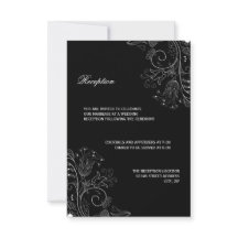 Patrón Floral Negro/Blanco - Invitación de Recepci