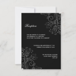 Patrón Floral Negro/Blanco - Invitación de Recepci