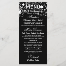 Patrón Floral Negro/Blanco - Menú de Recepción