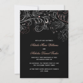 Patrón Floral Negro con Tulipán - Anuncio de Boda