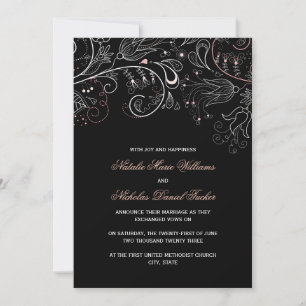 Patrón Floral Negro con Tulipán - Anuncio de Boda