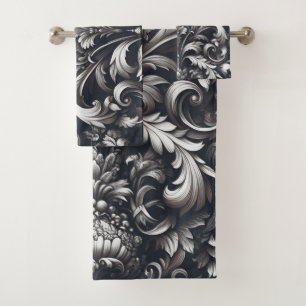 Patrón floral ornamental gótico oscuro en negrita