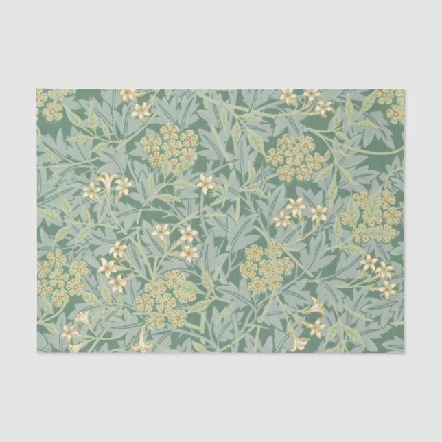 Patrón floral Papel de té verde William Morris (Anverso)
