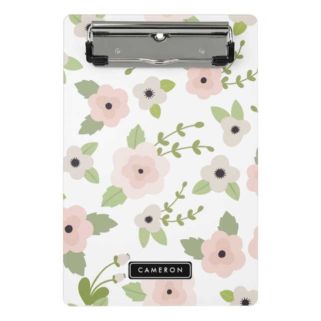 Patrón Floral Pastel Mini Portapapeles Personaliza (Anverso)