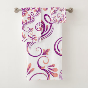 Patrón floral Peach y Purple Damask Elegante