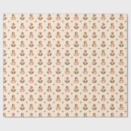 Patrón floral repetitivo en papel de regalo