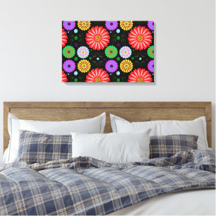 Patrón floral retro brillante de arte popular colo