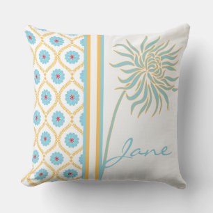 Patrón floral retro con Cojín decorativo de nombre