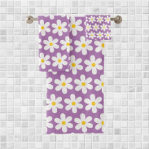 Patrón floral retro de Daisies morado blanco