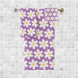 Patrón floral retro de Daisies morado blanco