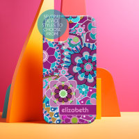 Patrón floral retro de moda - bloque de nombres pe