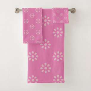 Patrón floral retro Groovy rosa estético boho