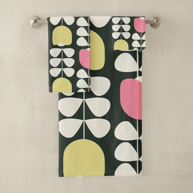 Patrón floral retro verde rosa amarillo (Subido por el creador)